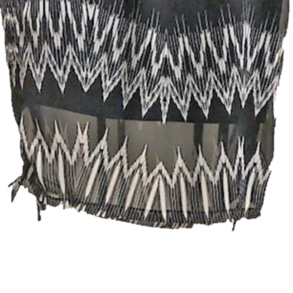 1. State Sheer Hem Black Zigzag Patterned Skirt - Picture 2 of 7